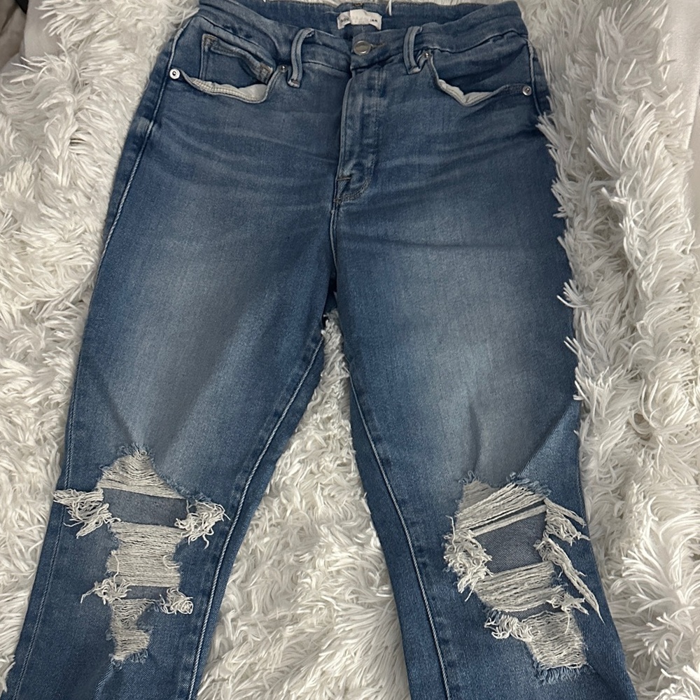 Good American Distressed Blue Jeans
